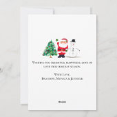 ウォータカラーメリークリスマスサンタ雪だるま シーズンカード (裏面)