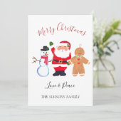 ウォータカラーメリークリスマスサンタ雪だるま シーズンカード (スタンド正面)