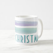 ウォータカラーメリークリスマスタイポグラフィホリデー コーヒーマグカップ (正面右)