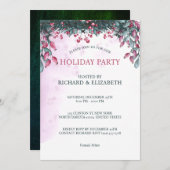 ウォータカラーメリークリスマスパーティーホリーフェスティバル 招待状 (正面/裏面)