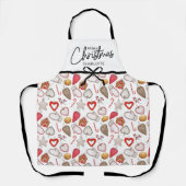 ウォータカラーメリークリスマス名前をカスタムするホリデー エプロン (正面)