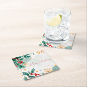 ウォータカラーメリークリスマス広場紙コースター スクエアペーパーコースター (インサイチュ)