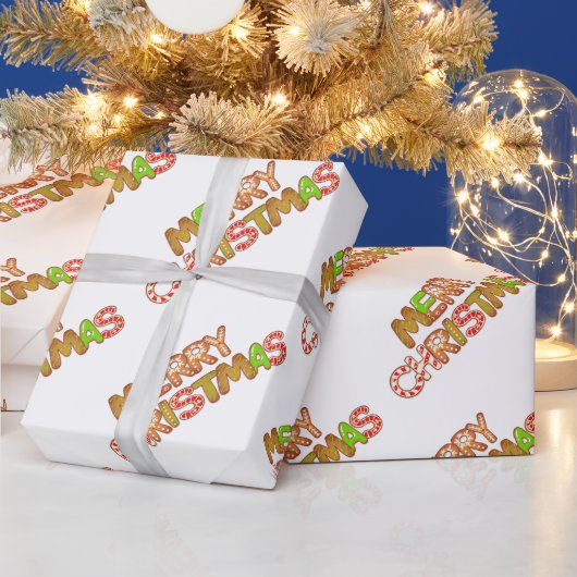 ウォータカラーメリークリスマス文字アート ラッピングペーパー (クリスマス)