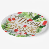 ウォータカラーメリークリスマス紙プレート ペーパープレート (アングル)