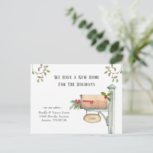 ウォータカラーメールボックス新しいホームfor休日 ポストカード (スタンド正面)