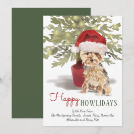 ウォータカラーヨークシャテリア Happy Howlidays シーズンカード