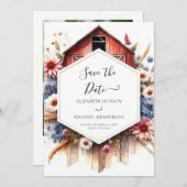 ウォータカラーラブリーズ納屋周囲の庭結婚ズ セーブザデート (正面/裏面)