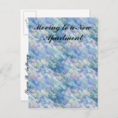 ウォータカラーレトロブルーアパートメントチェンジオブアドレス 案内ポストカード (正面/裏面)