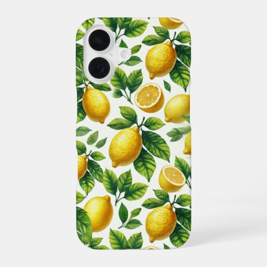 ウォータカラーレモンの柑橘柄 iPhone 16ケース (裏面)