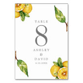 ウォータカラーレモンシトラスリモモダンンチェロ結婚ーズ テーブルナンバー (正面)