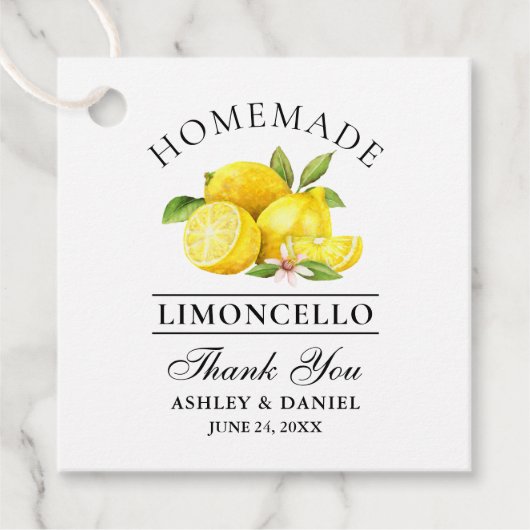 ウォータカラーレモンリモンチェロ感謝していスクエアラベル フェイバータグ (正面)