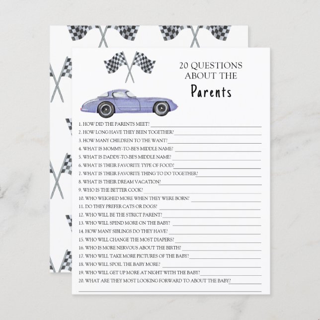 ウォータカラーレースベビー – 親についてのゲーム (正面/裏面)