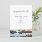 ウォータカラーワシントンDCモニュメント婚約パーティ 招待状 (スタンド正面)