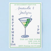 ウォータカラー婚約パーティマルティニカクテル 招待状