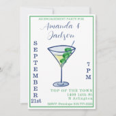 ウォータカラー婚約パーティマルティニカクテル 招待状 (正面)