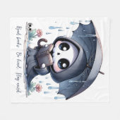 ウォータカラー死神ブックラバー フリースブランケット (正面(横))