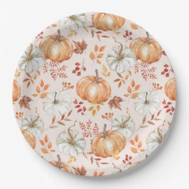 ウォータカラー秋ポンキンズファームハ素朴ウス ペーパープレート