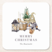 ウォータカラー素朴格言ホリデイ スクエアペーパーコースター (正面)