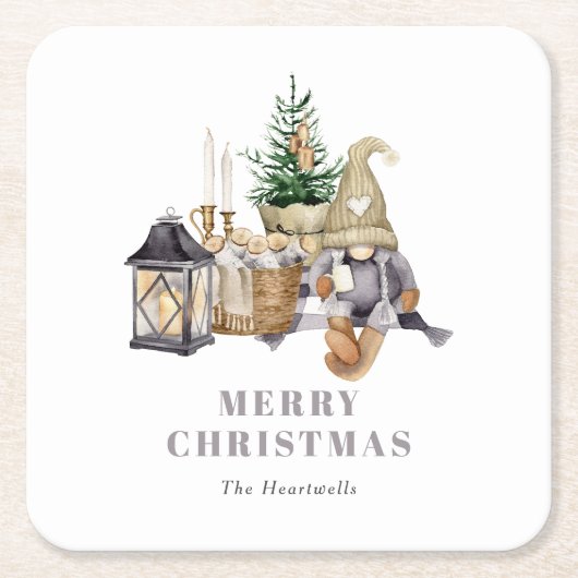 ウォータカラー素朴格言ホリデイ スクエアペーパーコースター (正面)