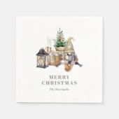 ウォータカラー素朴格言ホリデイ スタンダードカクテルナプキン (正面)