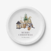 ウォータカラー素朴格言ホリデイ ペーパープレート (正面)