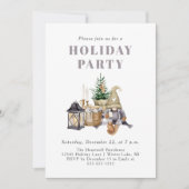 ウォータカラー素朴格言ホリデーパーティー 招待状 (正面)