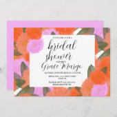 ウォータカラー開花ブーケカーネーションブライダルシャワー 招待状 (正面/裏面)