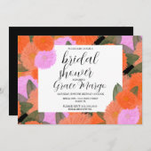 ウォータカラー開花ブーケカーネーションブライダルシャワーB 招待状 (正面/裏面)