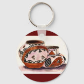 ウォータカラー風ネイティブアメリカンの陶芸アート キーホルダー (裏面)