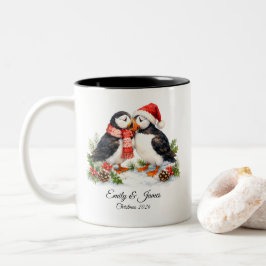 ウォータカラー ウィンター パフィン クリスマス ツートーンマグカップ