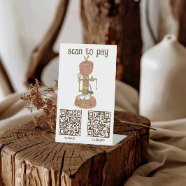 ウォータカラー コーヒー SCAN TO PAY QR ビンテージ エスプレッソ 台座サイン