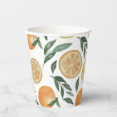 ウォータカラー シトラス ウェディング | オレンジ トスカーナ サマー 紙コップ (正面)
