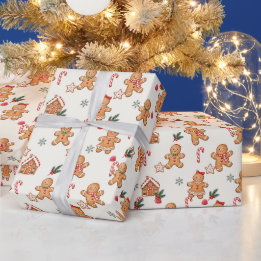 ウォータカラー ジンジャーブレッド クリスマス ラッピング ラッピングペーパー