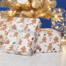 ウォータカラー ジンジャーブレッド クリスマス ラッピング ラッピングペーパー