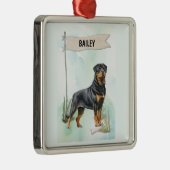 ウォータカラー ロットワイラー オーダーメイド 犬 メタルオーナメント (右)