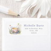 ウォータカラー 春のブライダルシャワー ティーパーティー ご招待 ラベル (インサイチュ)