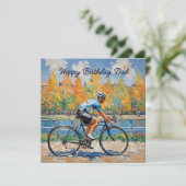 ウォータカラー 自転車 レース パパ 誕生日おめでとう カード (スタンド正面)