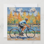 ウォータカラー 自転車 レース パパ 誕生日おめでとう カード (正面)