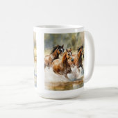 ウォータカラー 野生の馬 茶黒 コーヒーマグカップ (正面右)