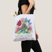 ウォータカラー 鳥 花 虹 カラフル トートバッグ (クローズアップ)