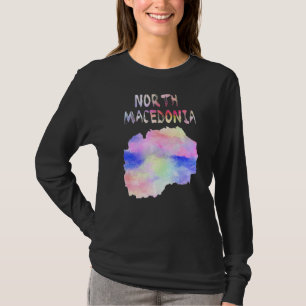 ウォータコカラフルロにある北マケドニアの孤立した地図 Tシャツ