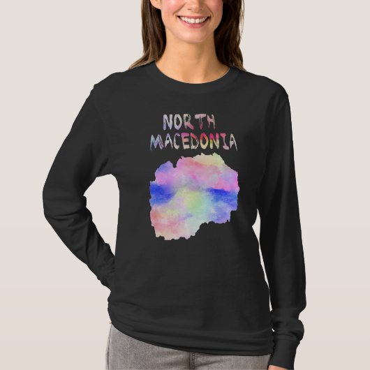 ウォータコカラフルロにある北マケドニアの孤立した地図 Tシャツ (正面)