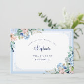 ウォータコルフローラブルーピンクブライアスエレガントメイド 招待状 (スタンド正面)