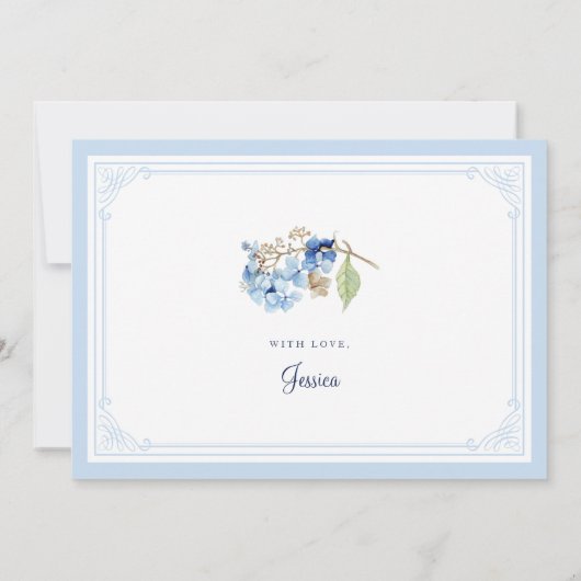 ウォータコルフローラブルーピンクブライアスエレガントメイド 招待状 (裏面)