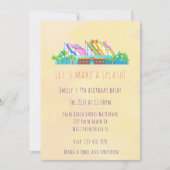 ウォータパークモダンアクアパークウォータースライド誕生日 招待状 (正面)