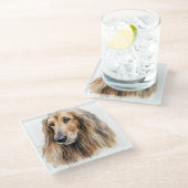 ウォーターかわいらしカラーアフガンハウンド顔 ガラスコースター (アングル)