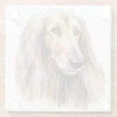 ウォーターかわいらしカラーアフガンハウンド顔 ガラスコースター (裏面)