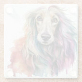 ウォーターかわいらしカラーアフガンハウンド顔 ガラスコースター (裏面)