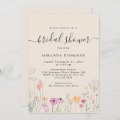 ウォーターかわいらしカラーワイルドフラワーブライダルシャワー 招待状 (正面/裏面)