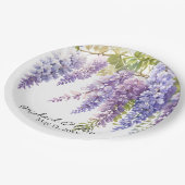 ウォーターの色をカスタマイズする藤の紫のフローラ ペーパープレート (アングル)